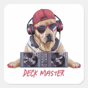 Pegatina Cuadrada Guay Beats Canine DJ