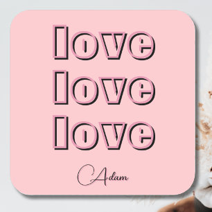 Pegatina Cuadrada Guay Candy Pink Clean 3 x Amor   Pastel Rosa