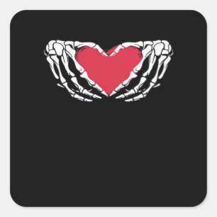 Pegatina Cuadrada Guay Classic Funny Skeleton Hands Heart - Valentin