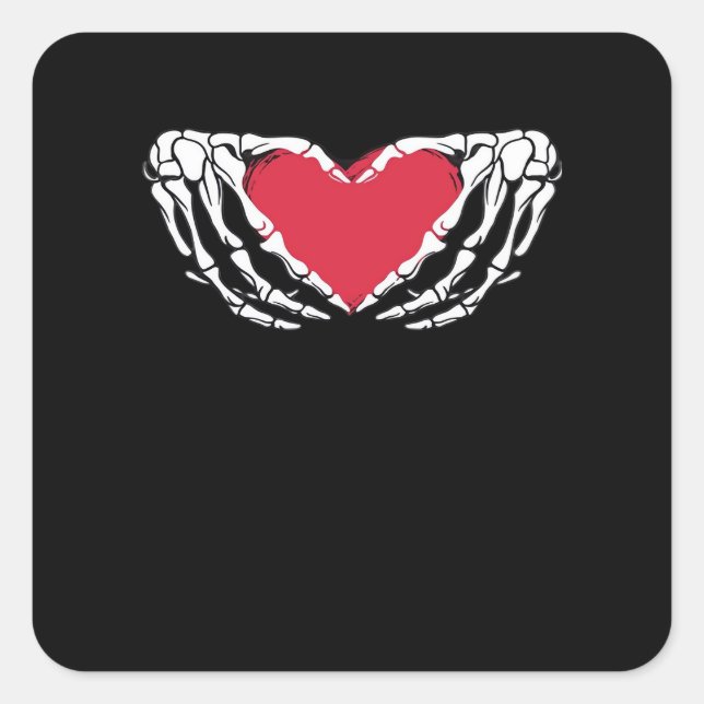 Pegatina Cuadrada Guay Classic Funny Skeleton Hands Heart - Valentin (Anverso)