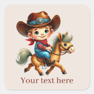 Pegatina Cuadrada Guay Cowboy agrega texto