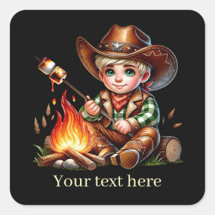Pegatina Cuadrada Guay Cowboy agrega texto