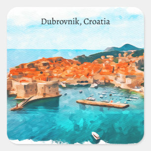 Pegatina Cuadrada Guay Dubrovnik Croacia Adria Coast Panorama Vista