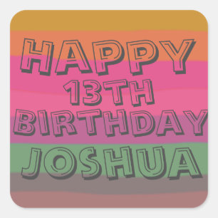 Pegatina Cuadrada Guay Fun Boys Personalizado colorido Textos Cumple