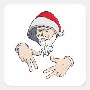Pegatina Cuadrada Guay Gangsta Hip Hop Hand Rap Santa Claus