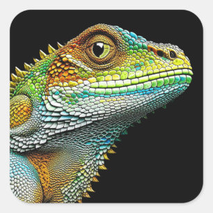 Pegatina Cuadrada Guay Look Lizard AI Art