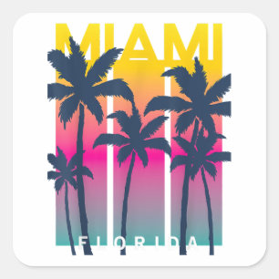 Pegatina Cuadrada Guay Miami Florida Tees de diseño gráfico, me enca