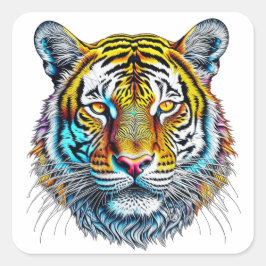 Pegatina Cuadrada Guay Resumen Cara de tigre