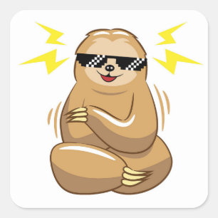 Pegatina Cuadrada Guay Sloth con gafas de sol