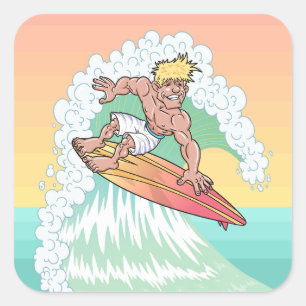 Pegatina Cuadrada Guay Sunset Surfer
