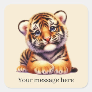 Pegatina Cuadrada Guay unisex baby tiger add message