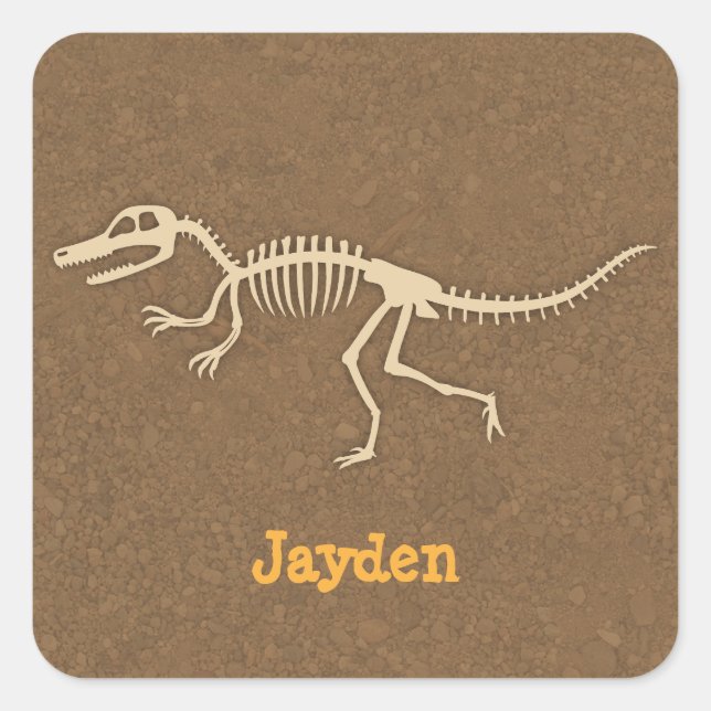 Pegatina Cuadrada Guay Velociraptor Dinosaur Bones Personalizados (Anverso)
