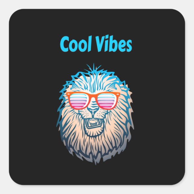 Pegatina Cuadrada Guay Vibes Lion (Anverso)