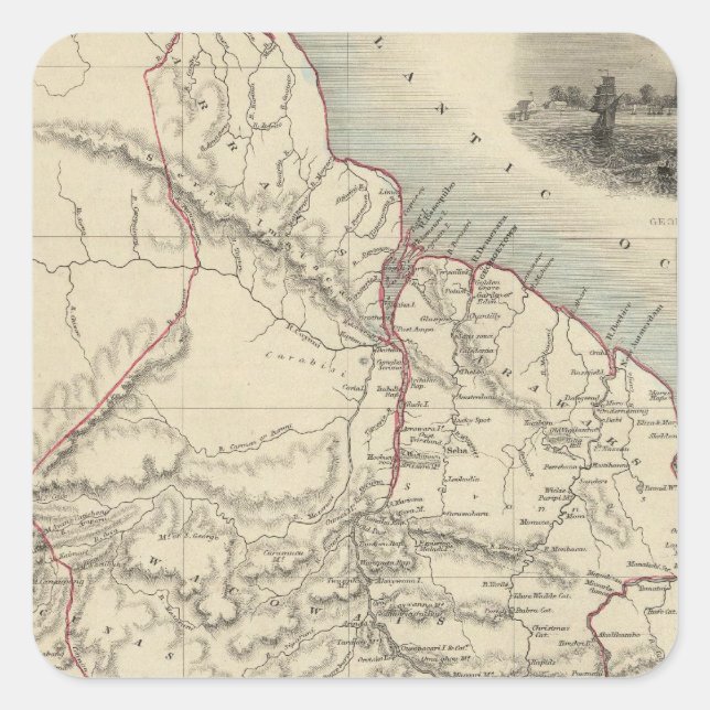 Pegatina Cuadrada Guayana Británica (Anverso)