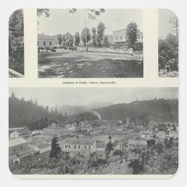 Pegatina Cuadrada Guerneville, California (Anverso)