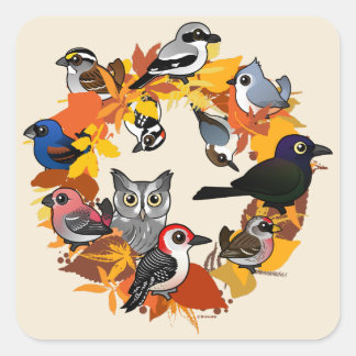 Pegatina Cuadrada Guerra de Otoño de Aves Norteamericanas