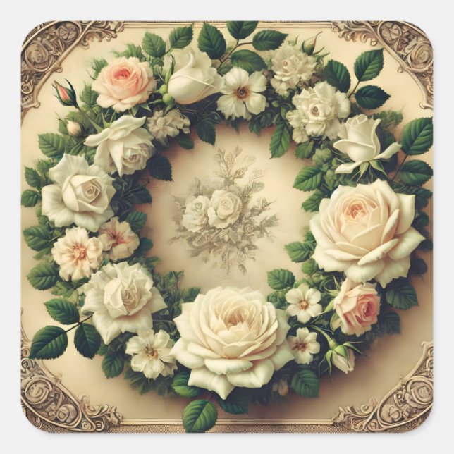 Pegatina Cuadrada Guerra de Rosas (Anverso)