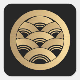 Pegatina Cuadrada Guerras doradas falsas Kamon japonés oriental