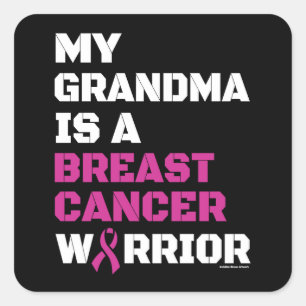 Pegatina Cuadrada Guerrero/bloque/abuela... Cáncer de mama