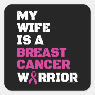 Pegatina Cuadrada Guerrero/bloque/esposa... Cáncer de mama