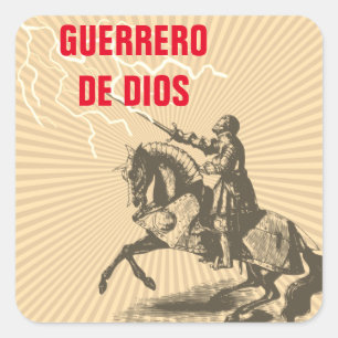 Pegatina Cuadrada guerrero de Dios