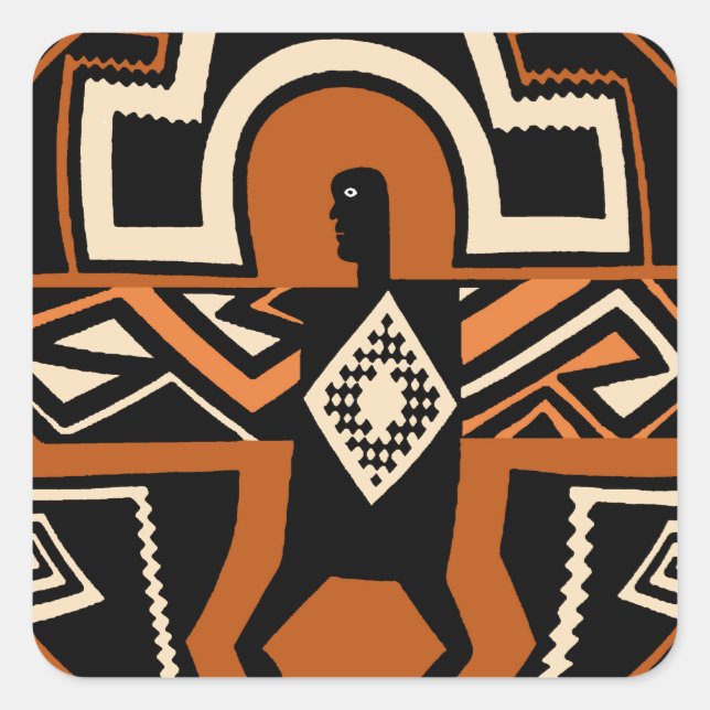 Pegatina Cuadrada Guerrero de Mimbres (Anverso)