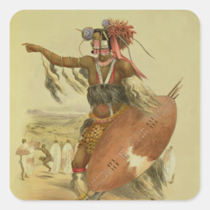 Pegatina Cuadrada Guerrero del Zulú, Utimuni, sobrino de Chaka el