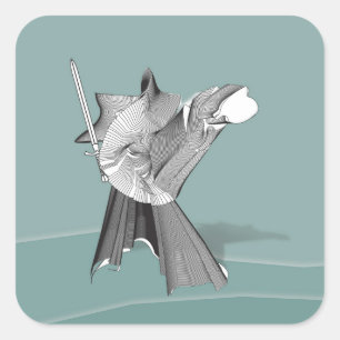 Pegatina Cuadrada Guerrero digital