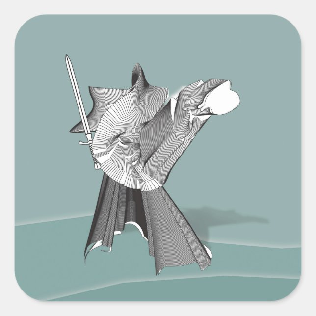 Pegatina Cuadrada Guerrero digital (Anverso)