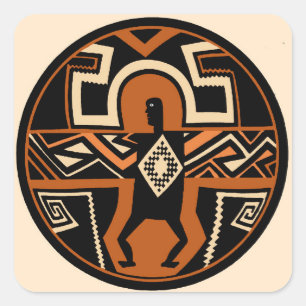 Pegatina Cuadrada Guerrero Mimbres
