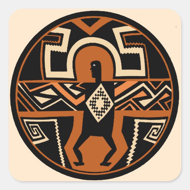 Pegatina Cuadrada Guerrero Mimbres (Anverso)
