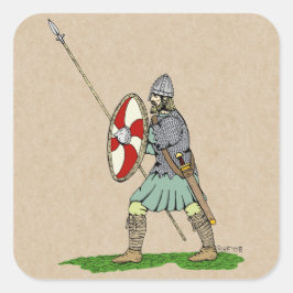 Pegatina Cuadrada Guerrero sajón/inglés medieval