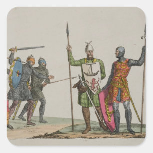 Pegatina Cuadrada Guerreros anglosajones, plato 14 de 'La historia d