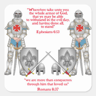 Pegatina Cuadrada Guerreros cristianos en armas
