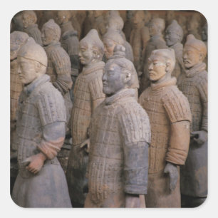 Pegatina Cuadrada guerreros de terracota en el