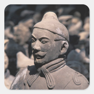 Pegatina Cuadrada Guerreros de terracota en el 2 de Qin Shihuang