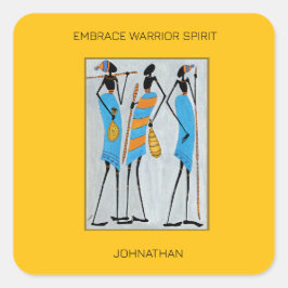 Pegatina Cuadrada Guerreros masái de arte inspirador y africano