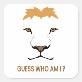 Pegatina Cuadrada Guess The Animal – Lion | King of the Jungle