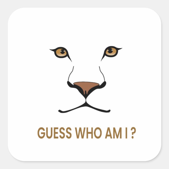 Pegatina Cuadrada Guess the Animal: Lioness | Minimal Queen (Anverso)