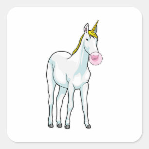 Pegatina Cuadrada Guia de burbujas de unicornio
