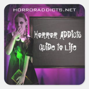 Pegatina Cuadrada Guía de los adictos al horror a la vida