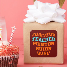 PEGATINA CUADRADA GUÍA DE MENTOR DE PROFESORES DE EDUCACIÓN GURU