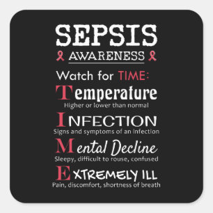 Pegatina Cuadrada Guía de Sepsis Awareness Watch
