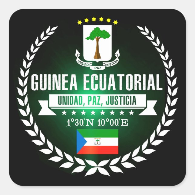 Pegatina Cuadrada Guinea Ecuatorial (Anverso)