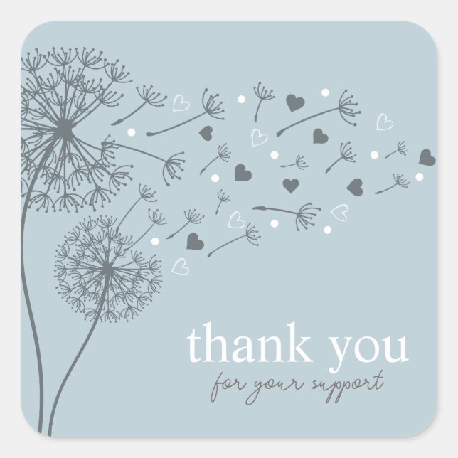 Pegatina Cuadrada Guión Azul Moderno Gracias Negocios (Anverso)