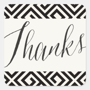 Pegatina Cuadrada Guión clásico gracias al Boda de claves griegas ge