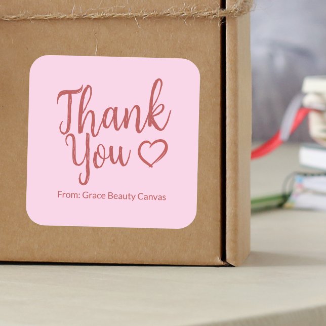 Pegatina Cuadrada Guión de broche de agradecimiento moderno mínimo R (Subido por el creador)