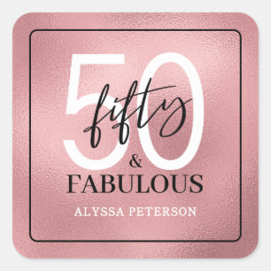 Pegatina Cuadrada Guión de cincuenta y fabuloso cumpleaños 50