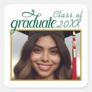 Pegatina Cuadrada Guión de Fancy de Año de Graduado de personalizado