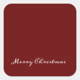 Pegatina Cuadrada Guión de Feliz Navidad Rojo Simple Moderno